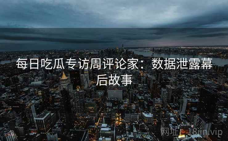 每日吃瓜专访周评论家：数据泄露幕后故事